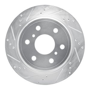 Cadillac Escalade EXT Brake Rotor (1) - Rear Left - R1 Concepts - Drilled & Slotted - Silver - `07-`20